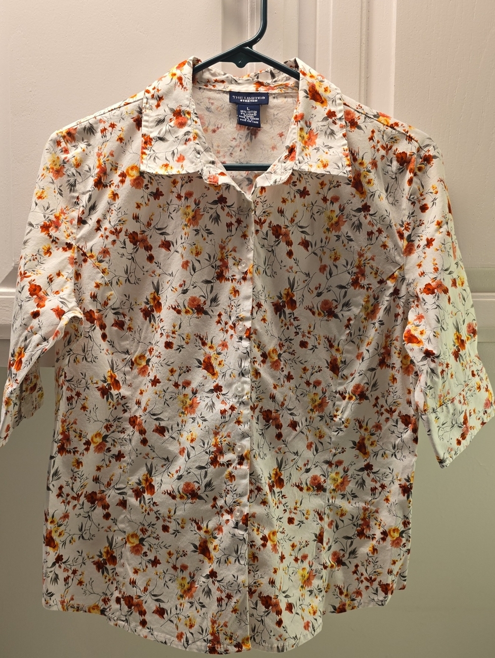 The Limited White Button-Down Shirt with Orange and Yellow Floral Print